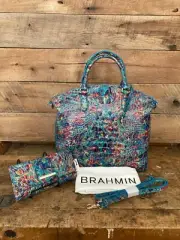 Brahmin Large Duxbury Blue Ammolite Melbourne Leather Satchel & Cordelia Wallet