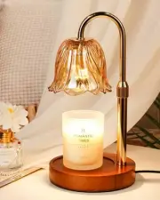 Candle Warmer Lamp, Gold Candle Lamp Warmer with Timer & Dimmer with 2 Bulbs,...