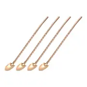 4Pcs 8.9" Stainless Steel Spoon Straw Reusable Long Handle Straw Spoon Red Gold