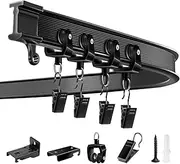 KOLAKO Ceiling Curtain Track, 20Ft Flexible Bendable Curved Heavy Duty RV Sliding Rail System - Wall Mount Black Room Divider for Curtains