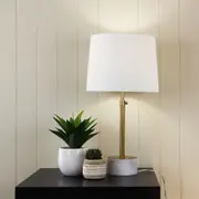 Oriel Lighting UMBRIA Height Adjustable Scandi Lamp in Antique Brass