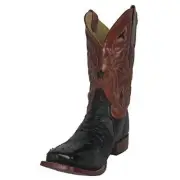 CORRAL Men's Small Quill Ostrich Leather Star Inlay Square Toe Boot A1317
