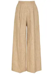 Forte_forte Herringbone Metallic-weave Linen-blend Trousers - Light Brown - 3 (UK 12 / M) 3 (UK 12 / M)