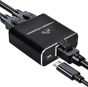 LAN Splitter 1 to 2 1000Mbps Ethernet Splitter, LAN Switch 2 Port, Network Switches, Gigabit Ethernet Switch, LAN Network Splitter with Type-C for Computer Hub Switch Router Set-Top Box Digital TV
