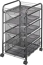 Safco Products Onyx Mesh 4 Drawer Rolling File Cart 5214BL, Black Powder Coat Finish, Durable Steel Mesh Construction, Swivel Wheels for Mobility