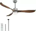 USOR 56" Modern Ceiling Fan with Lights and Remote, Brown Sliver Ceiling Fan, 3