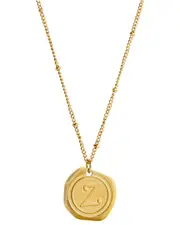 Savvy Cie 18K Plated Coin Initial Necklace