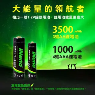 ▼現貨熱賣▼【日本iNeno】3號/AA 恆壓可充式 1.5V鋰電池 3500mWh 16入+專用液晶充電器(攝影/停電/充電電池/環保