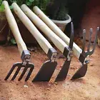 Hand Cultivator Hoe for Gardening Steel with Wooden Handle Weeding Cultivating