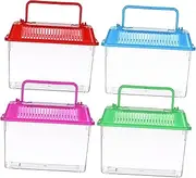 BUGUUYO Unique 4-Pack Handheld Aquarium Box for Pet Fish Turtle Hamster Portable Fish Tank Turtle Holder