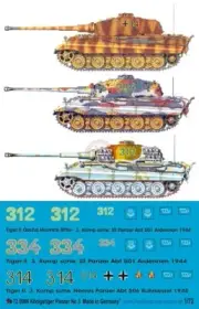 Peddinghaus 1/72 Tiger II (King Tiger) Tank Markings WWII No.3 (3 tanks) 986