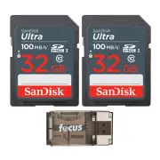 SanDisk 32GB Ultra SDHC UHS I Memory Card 2 Pack with Card Reader Bundle