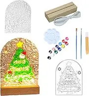 Paint Your Own Night Light,Handmade Christmas Drawing Board Kit - Creative Christmas Holiday LED Table Décor, Arts and Craft Kits for Girls Boys