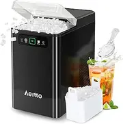 Aeitto Nugget Ice Maker 40Lbs/24H, Countertop Soft Chewable Ice Pebble Ice Machine, One-Click Operation, Auto Self-Cleaning Ice Makers with Scoop&Basket for Home, Office, Kitchen, Party (Black)