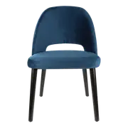 Durafurn Denim Velvet Semifreddo Chair with Black Beech Wood Legs