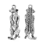Meerkat Pendant Antiqued Silver South Africa Animal Charm Mongoose 1 4/8"
