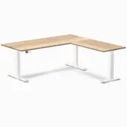 Desky L-Shape Sit to Stand White Ash Hardwood Desk 1800x1750mm White Height Adjustable Leg