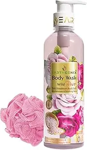 Earthgenix Body Wash Wild Rose + Pink Himalayan Rock Salt 300ml, (Loofah Free), Detoxifies, Destress & Purifies for Soft & Supple Skin, For Men & Women