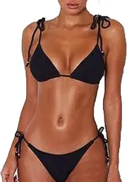 [Generic] Women Halter String Triangle Bikini Sets Two Piece Swimsuit Sexy Swimwear Thong Swimsuit Tie Side Swimwear Bathing Suit