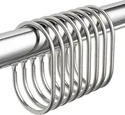 Metal Oval Decorative Shower Curtain Rings for Shower Rod - 12Pcs Silver Hooks