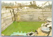 Postcard Indiana University Art Museum Quarry Watercoler by Schramer LH