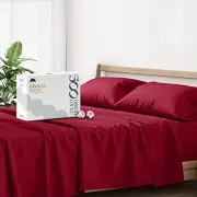 100% Cotton Bed Sheets Set - 500 Thread Count Cotton Sheets for Queen Burgundy