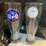 2 UFO Harpoon's UnFiltered Offering Pint Beer Glasses Partly Cloudy Free Ship
