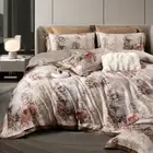 Nature Silk Cotton Bedding Set 4pcs Quilt Cover Flat Sheet 2 Pillowcases Silky