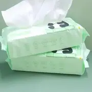 Disposable Face Towel Set of 50 Pcs - Green & White - One Size