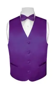BOY'S Dress Vest & BOW TIE Solid PURPLE INDIGO Color BowTie Set for Suit or Tux