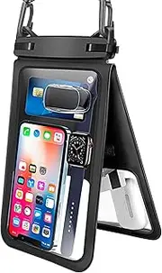 Tashce Waterproof Mobile Phone Case, IPX8 Underwater Mobile Phone Case, Double Pocket Design with Adjustable Strap, Mobile Phone Underwater Case for Beach, Swimming & Diving (9.5 Inches)