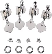 ibasenice 4r Semiclosed Bass Tuning Keys Guitar Tuning Pegs Set Vintage Open Style Tuner Heads for Right-handed Bass (complete Screws Ferrules)