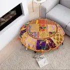 32" Large Yellow Round Pillow Cushion Cover Floor Patchwork Throw Bohemian Decor