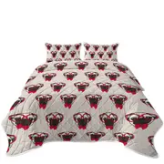 Funny Hipster Pug Dog Pattern Coverlet