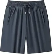 [Generic] Men Running Shorts 1 Piece Ice Silk Quick Drying Shorts Men's Stretch Oversized Sports Pants