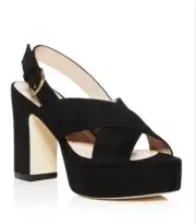 STUART WEITZMAN Jerry Suede Sandal Black CRISS CROSS PLATFORM 5.5 525$ NWB