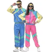 Men And Womens 80s Tracksuit Retro Hip Hop Windbreaker Women Disco Tracksuit Sets Colorblock One Piece Outfits Setjacket Windbreaker Elastic Waistb...