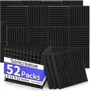 Sonicreative 52 Pack Acoustic Panels 30 x 30 x 2.5 cm Sound Proofing Panels Wedge Sound Proof Foam Absorbing Panels Soundproof Wall for Home Studio Ceiling