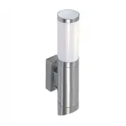 Self Ballasted E27 Up/Down Wall Light IP44 Brushed Stainless Steel Superlux Lighting - FS4997