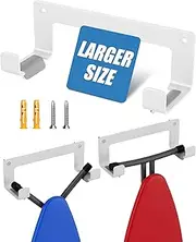 MUSVOH Extra Large Ironing Board Hanger Wall Mount Stainless Steel, Y T Leg Ironing Board Holder Wall Mount for Laundry Room, Iron Board Hooks for Wall Heavy Duty, White