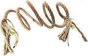 HYTROVE 1Pc Grey Parrot Climbing Rope Durable Macaw Plaything with Bells Hooks Safe Natural Material for Parrot Perching and Interactive Play Long