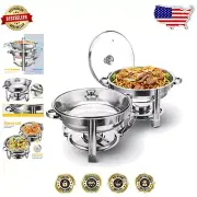 Round Buffet Chafers with Glass Lids & Removable Rack - Ideal for Outdoor Dining