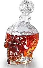 MDLUU Glass Wine Decanter, Skull Decanter Bottle, Liquor Decanter with Airtight Stopper, Wiskey Vodka Beer Decanter for Gift, Home, Bar, Party Decor, 25oz/750ml Clear