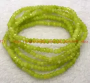 6 Pcs Natural 2x4mm Green Peridot Rondelle Gemstone Beads Elastic Bracelet 7.5"