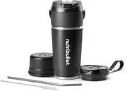 [NutriBullet] Flip Portable Mixer, 590 ml Insulated Stainless Steel Cup, Keeps Cold for up to 24 Hours, Also Mixes Ice and Frozen, 2-in-1, Multifunctional Mixer, USB-C Charger, Black, NBP016B