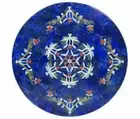 18'' Handicraft Marble Malachite Side Coffee Table Top Blue Lapis Inlay