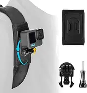 REYGEAK Backpack Shoulder Strap Mount with Adjustable Shoulder Pad and 360° Rotating Base Mount Compatible with GoPro Hero 11 Hero 10/9/8/7/6/5,DJI Osmo Action,Insta 360 ONE R and Most Action Cameras