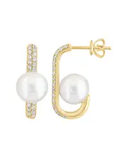 Effy Fine Jewelry 14K 0.61 ct. tw. Diamond & 8mm Pearl Earrings NoSize NoColor