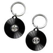 2PK Nostalgic Art Metal 7.5cm Round Keyring Hanging Keychain Bag Retro Vinyl