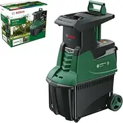 Bosch 2300W Quiet Corded Electric Turbine Shredder Mulcher, Fast Auto Shredding of Greenery, Hard/Soft Wood & Palm Fronds, 42mm Cutting Capacity, 53L Collection Box (AXT 23 TC). Made in Europe